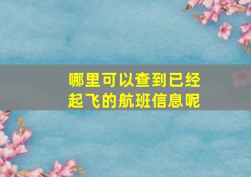 哪里可以查到已经起飞的航班信息呢