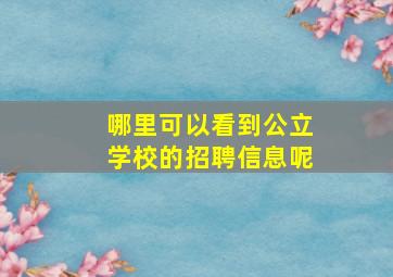 哪里可以看到公立学校的招聘信息呢