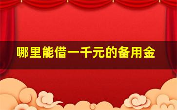 哪里能借一千元的备用金