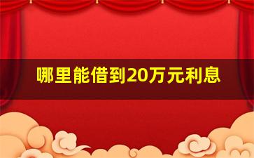 哪里能借到20万元利息