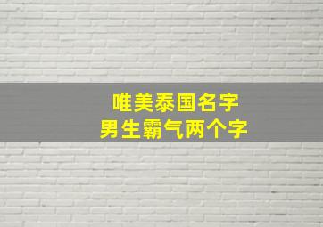 唯美泰国名字男生霸气两个字