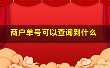 商户单号可以查询到什么