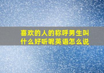 喜欢的人的称呼男生叫什么好听呢英语怎么说