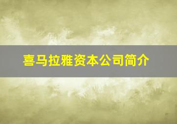 喜马拉雅资本公司简介