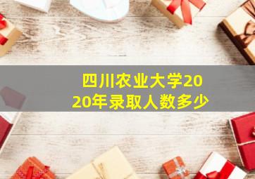 四川农业大学2020年录取人数多少