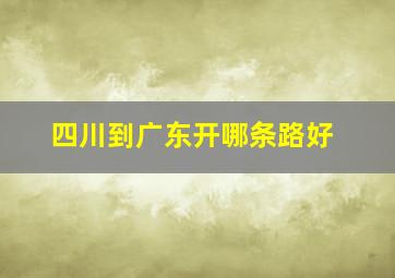 四川到广东开哪条路好