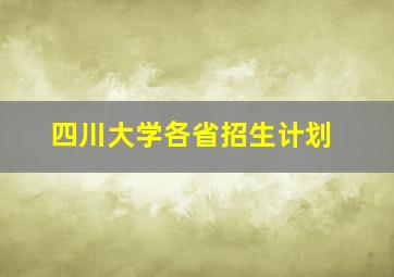 四川大学各省招生计划