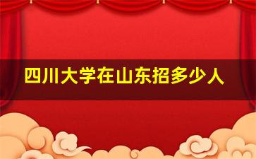 四川大学在山东招多少人