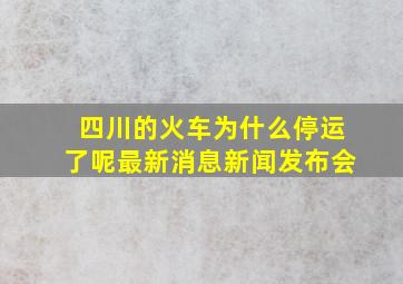 四川的火车为什么停运了呢最新消息新闻发布会