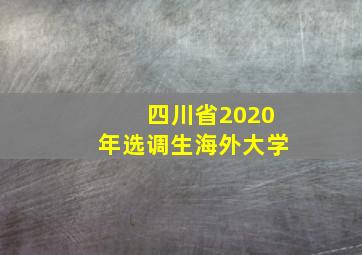 四川省2020年选调生海外大学