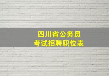 四川省公务员考试招聘职位表