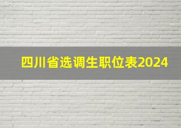 四川省选调生职位表2024