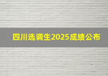 四川选调生2025成绩公布