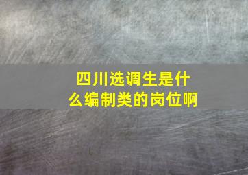 四川选调生是什么编制类的岗位啊