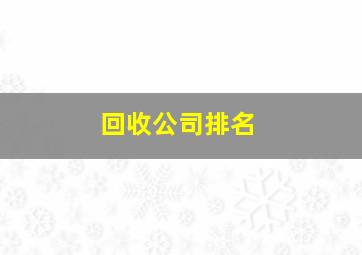 回收公司排名