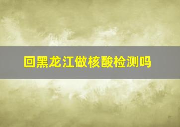 回黑龙江做核酸检测吗