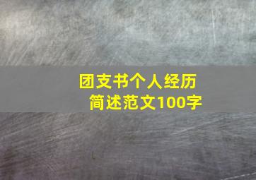 团支书个人经历简述范文100字