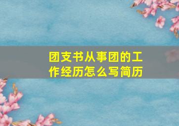 团支书从事团的工作经历怎么写简历