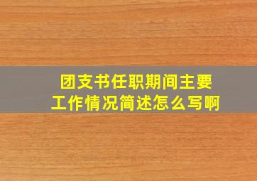 团支书任职期间主要工作情况简述怎么写啊