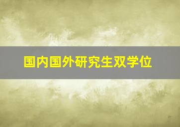 国内国外研究生双学位