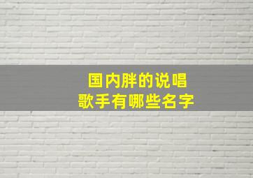 国内胖的说唱歌手有哪些名字