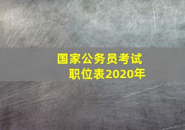 国家公务员考试职位表2020年