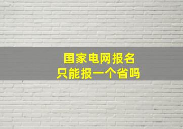 国家电网报名只能报一个省吗