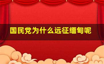 国民党为什么远征缅甸呢