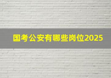 国考公安有哪些岗位2025