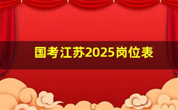 国考江苏2025岗位表