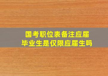 国考职位表备注应届毕业生是仅限应届生吗