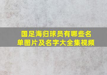 国足海归球员有哪些名单图片及名字大全集视频