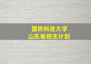 国防科技大学山东省招生计划