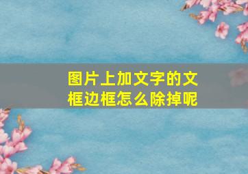 图片上加文字的文框边框怎么除掉呢