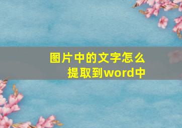 图片中的文字怎么提取到word中