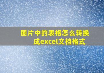 图片中的表格怎么转换成excel文档格式