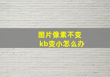 图片像素不变kb变小怎么办