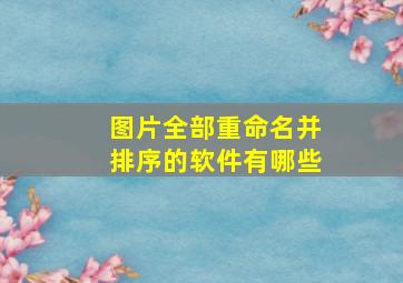 图片全部重命名并排序的软件有哪些