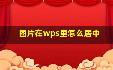 图片在wps里怎么居中