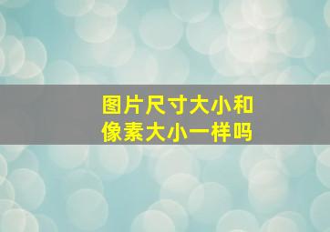 图片尺寸大小和像素大小一样吗