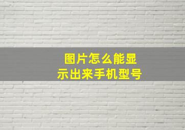 图片怎么能显示出来手机型号