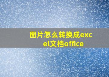 图片怎么转换成excel文档office