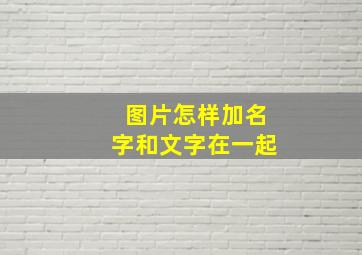 图片怎样加名字和文字在一起