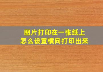 图片打印在一张纸上怎么设置横向打印出来