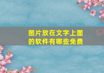 图片放在文字上面的软件有哪些免费