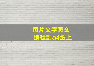 图片文字怎么编辑到a4纸上