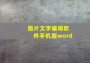 图片文字编辑软件手机版word