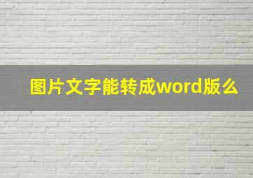 图片文字能转成word版么