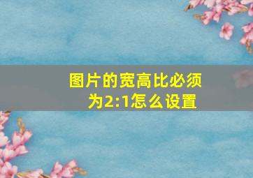 图片的宽高比必须为2:1怎么设置