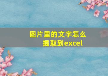 图片里的文字怎么提取到excel